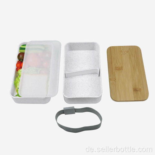 Doppelschicht-Lunchbox mit Bambusdeckel